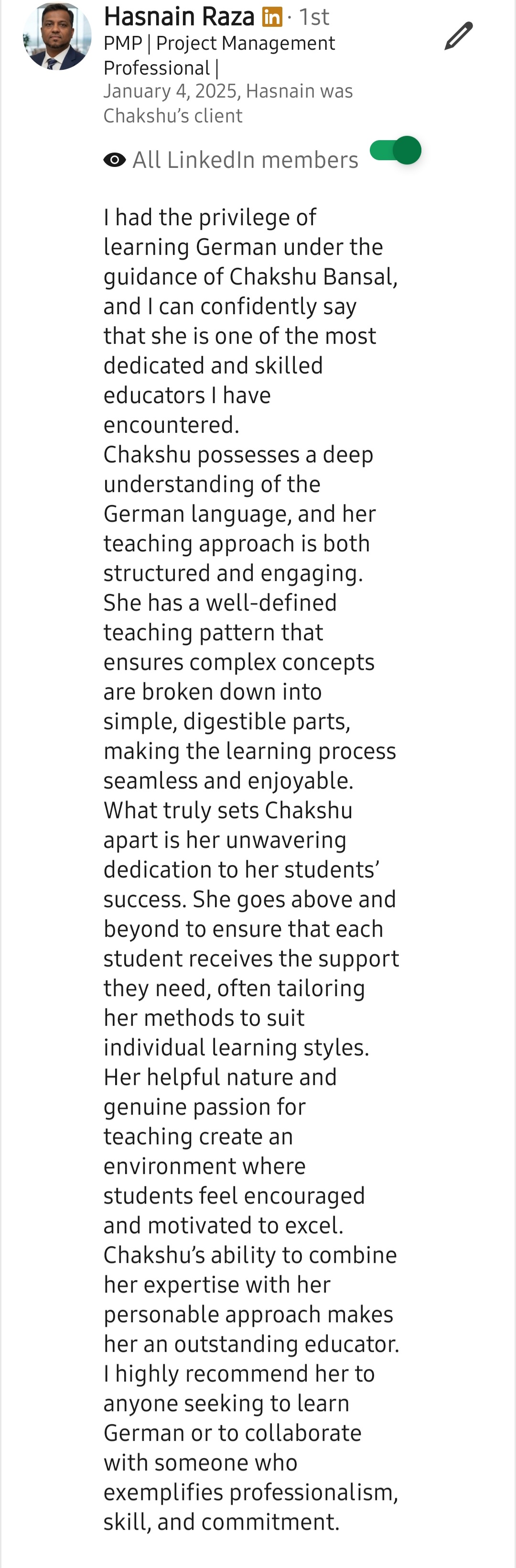 LinkedIn recommendation 12