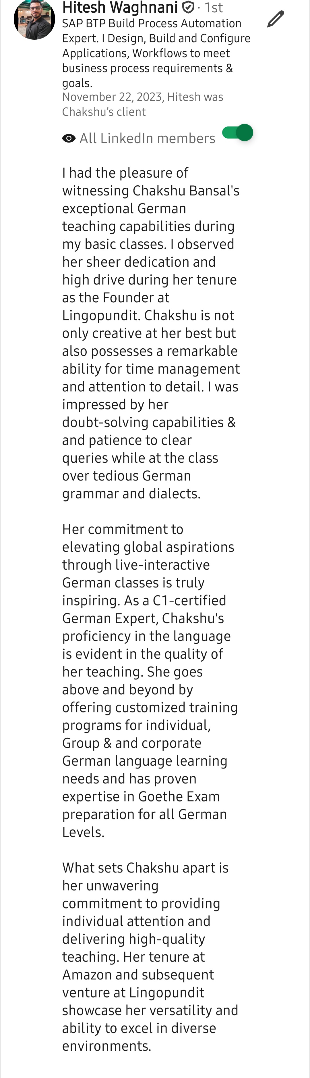LinkedIn recommendation 14