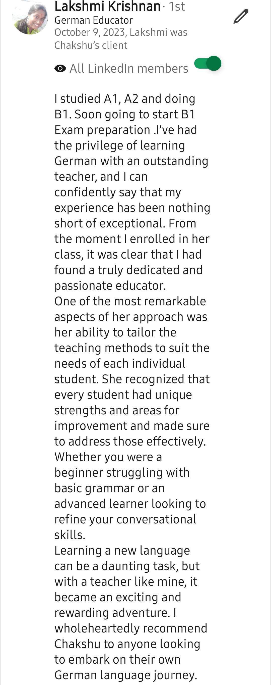 LinkedIn recommendation 15