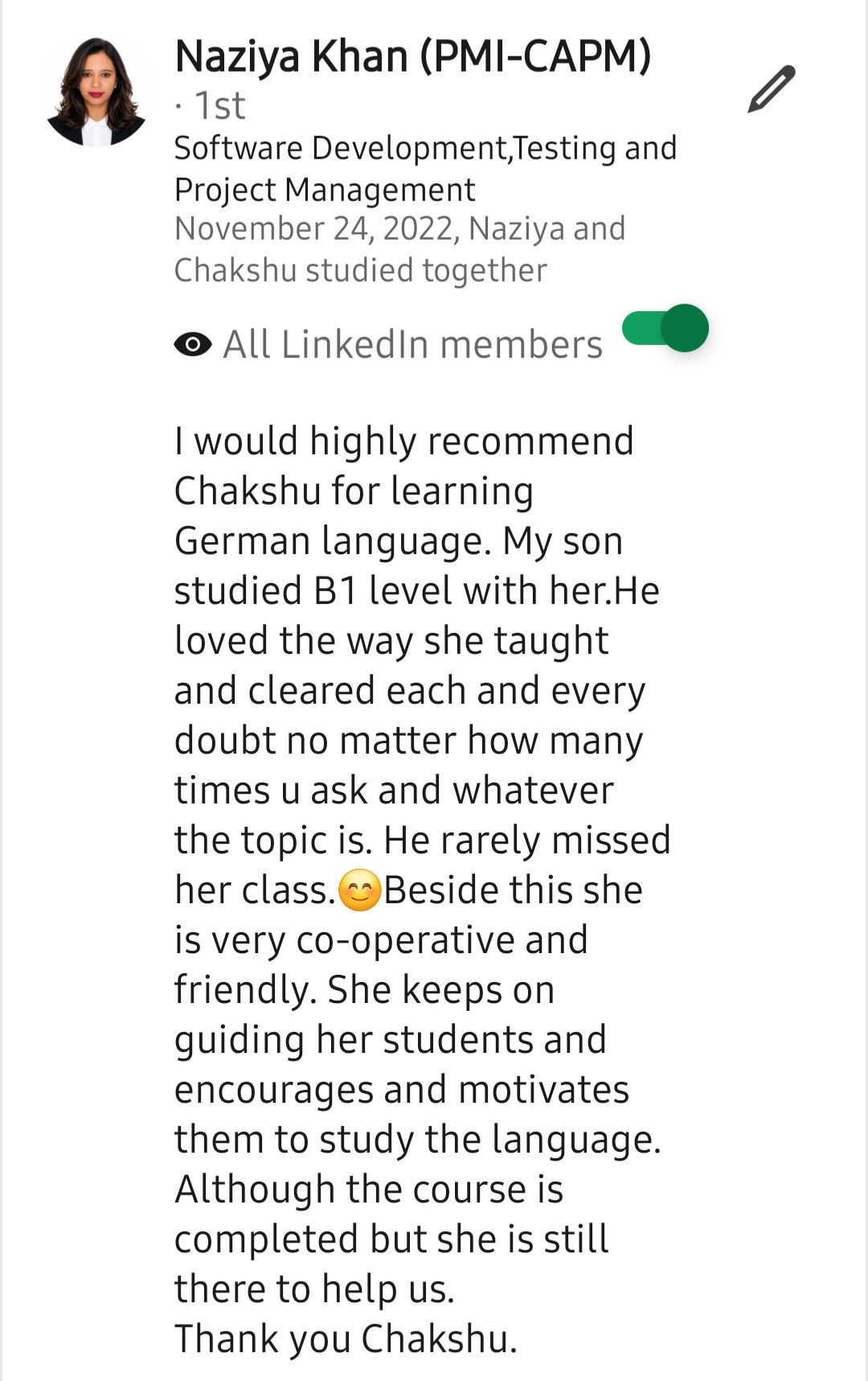 LinkedIn recommendation 17