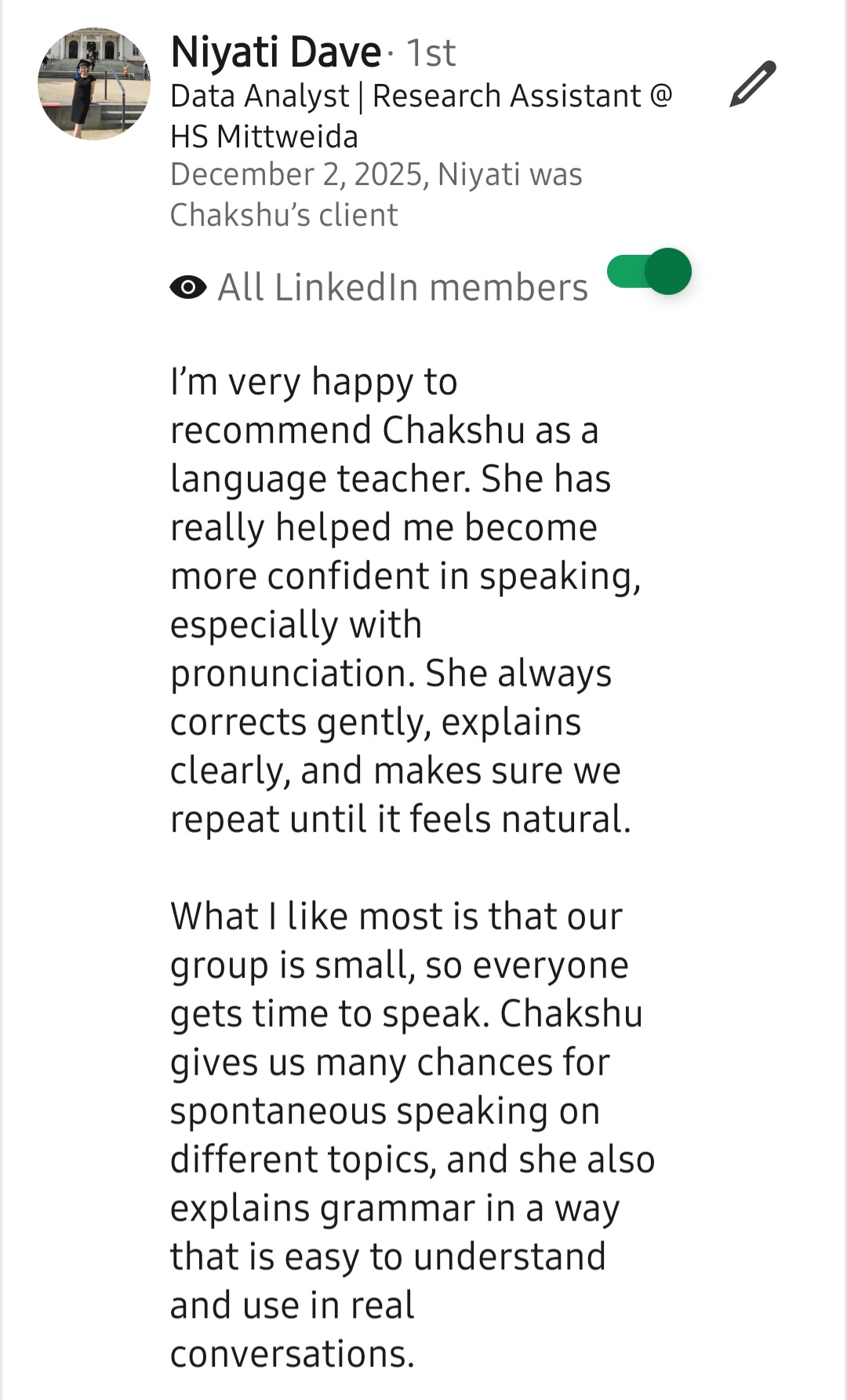 LinkedIn recommendation 2