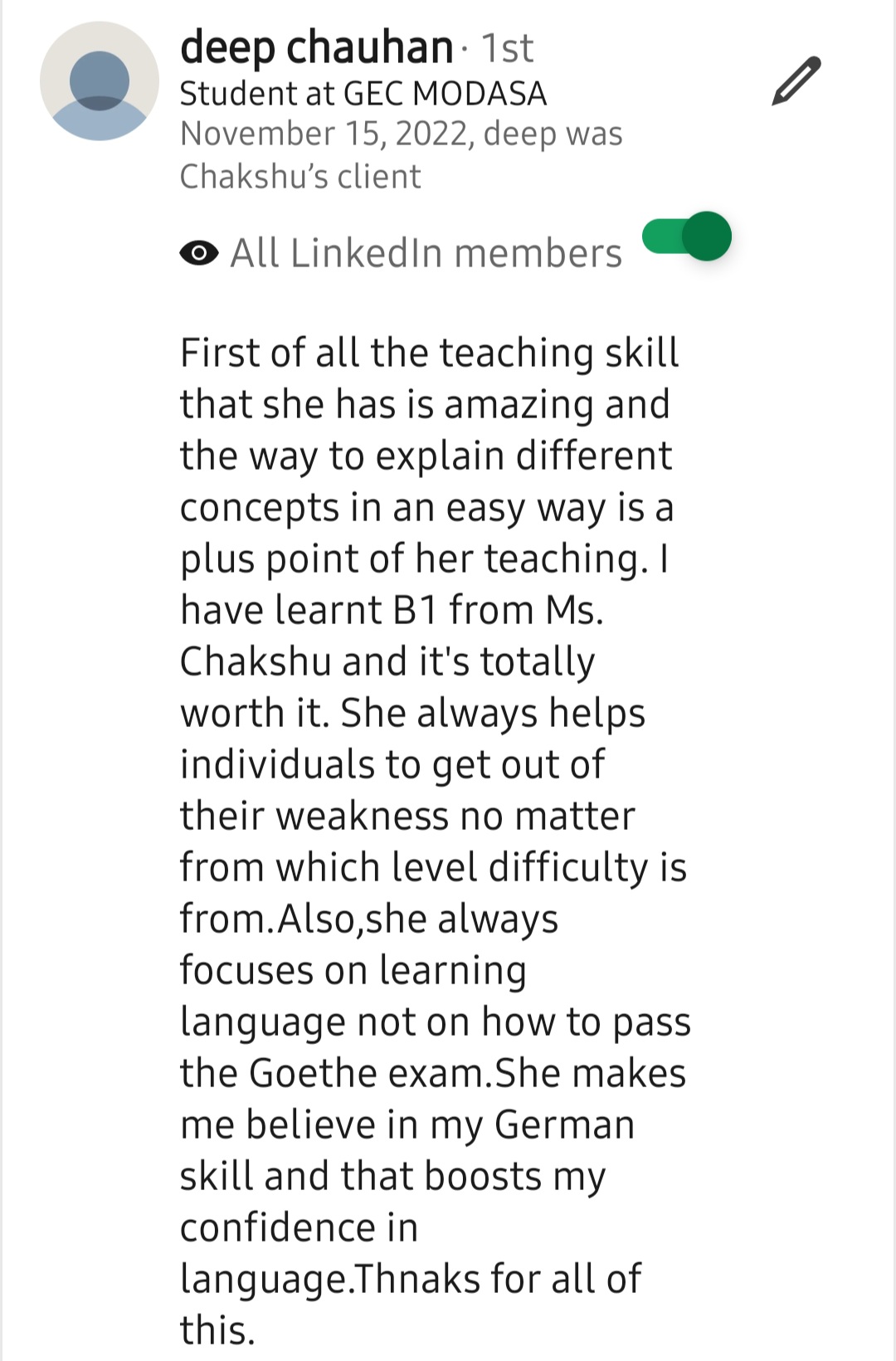 LinkedIn recommendation 22