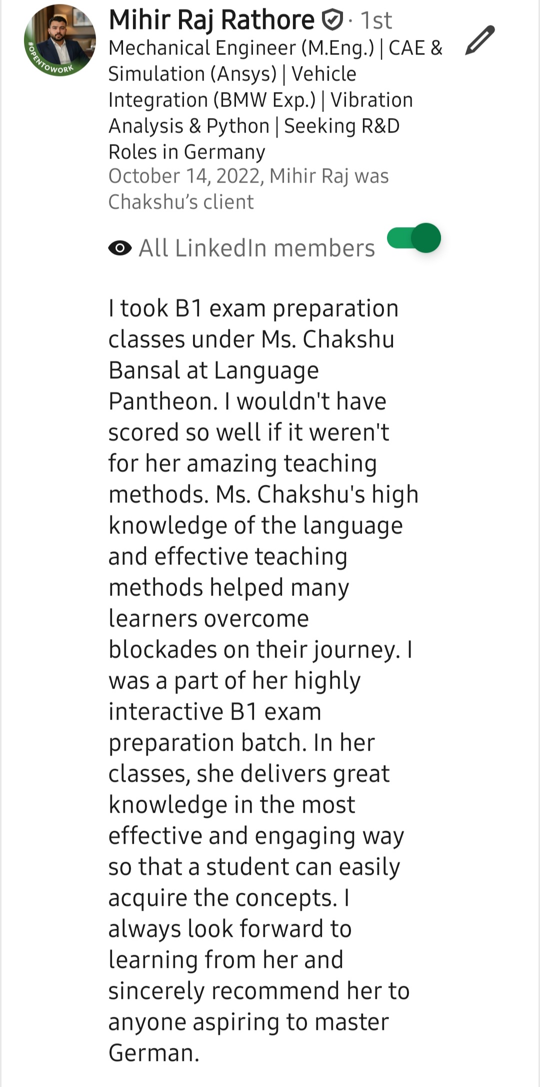 LinkedIn recommendation 24