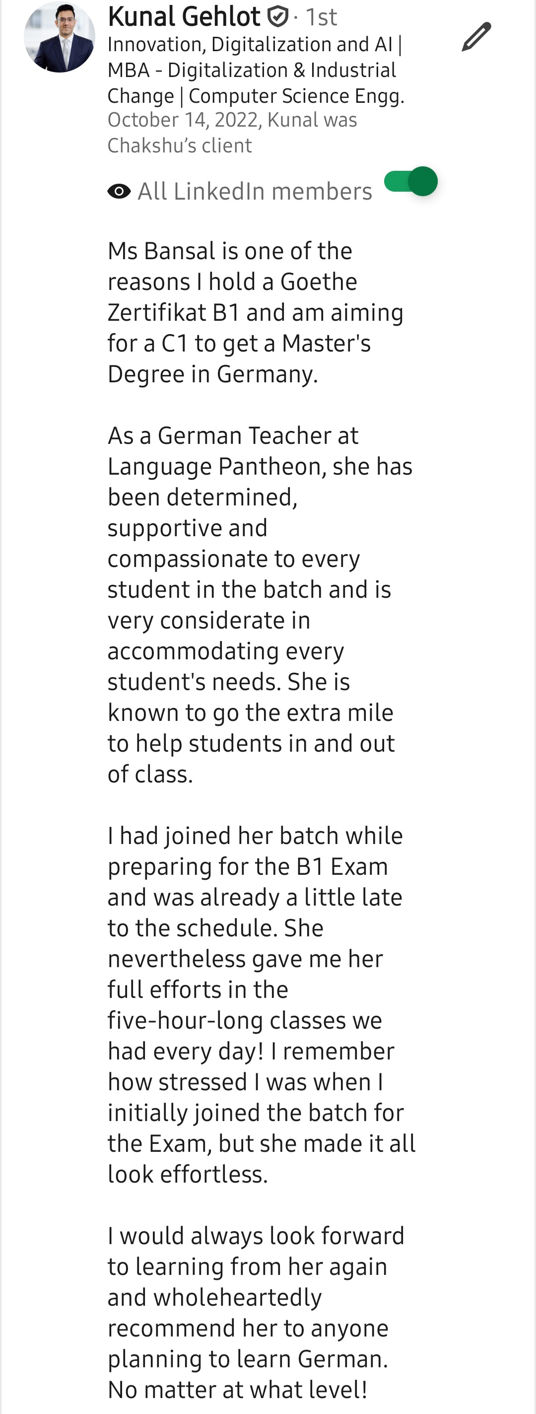 LinkedIn recommendation 26