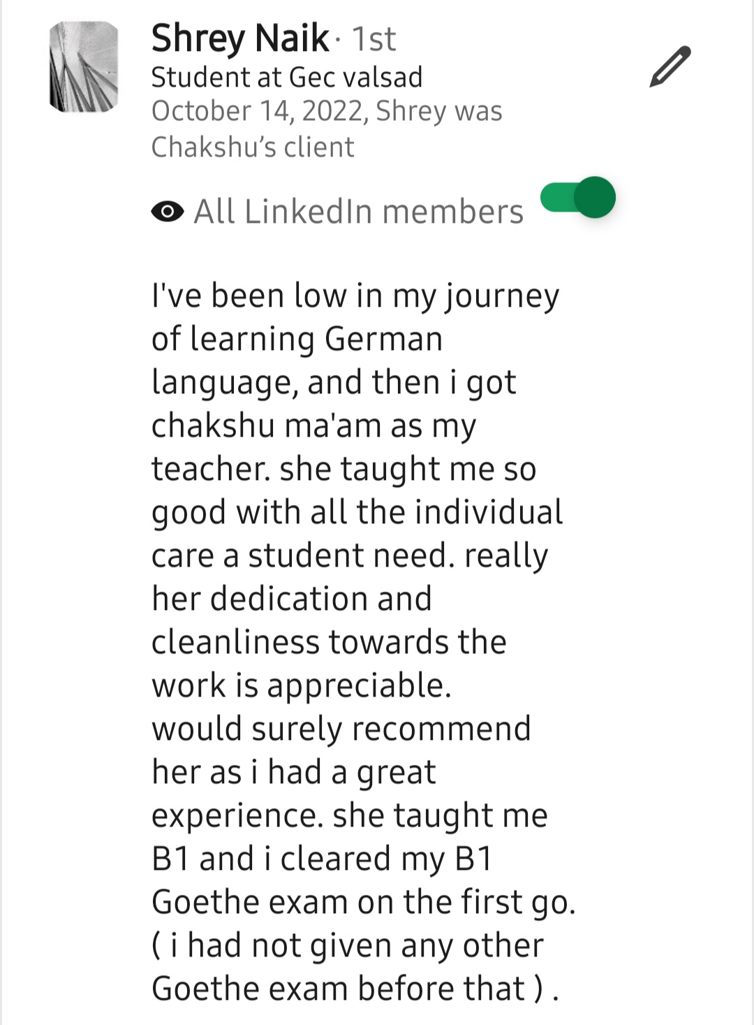 LinkedIn recommendation 27