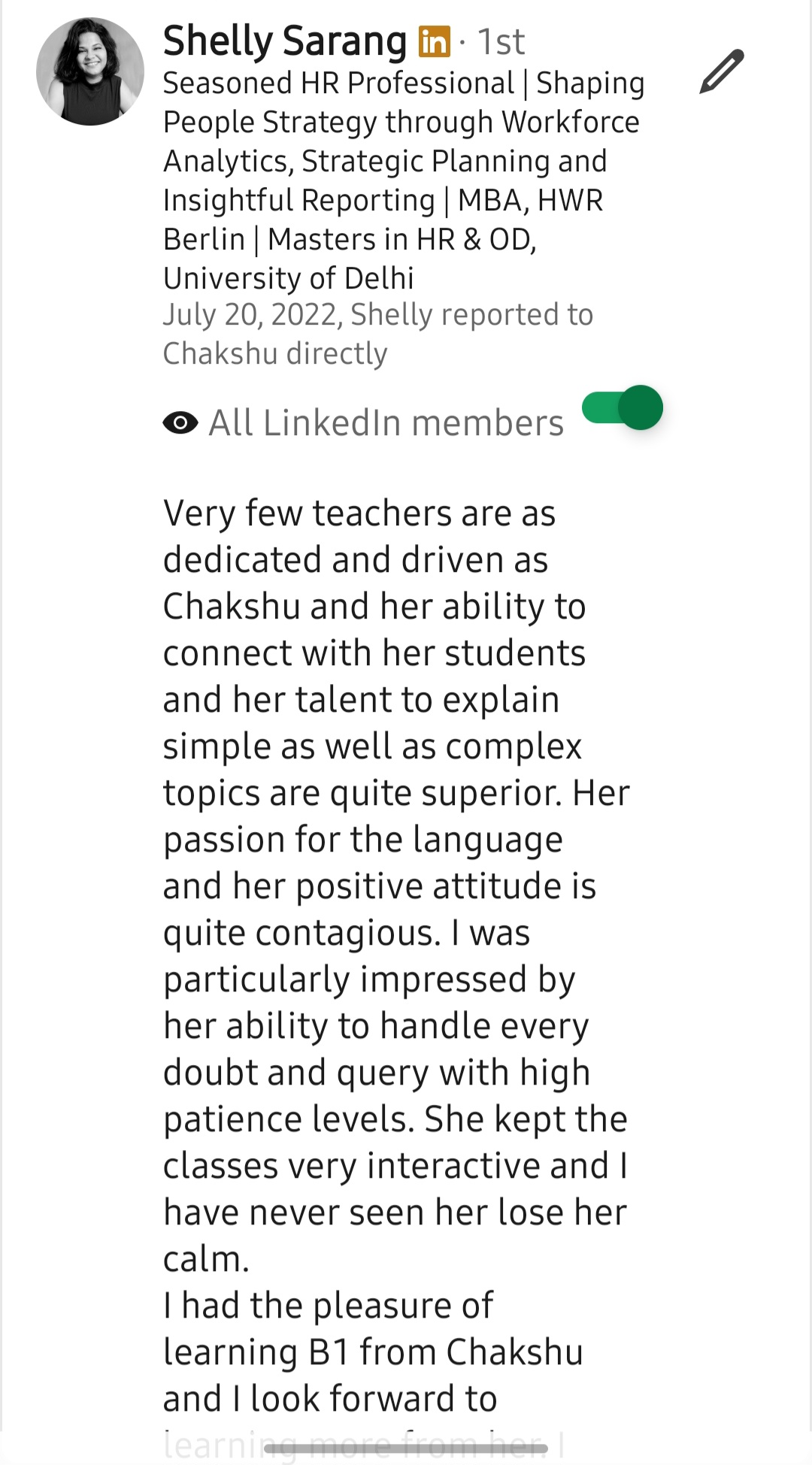 LinkedIn recommendation 29