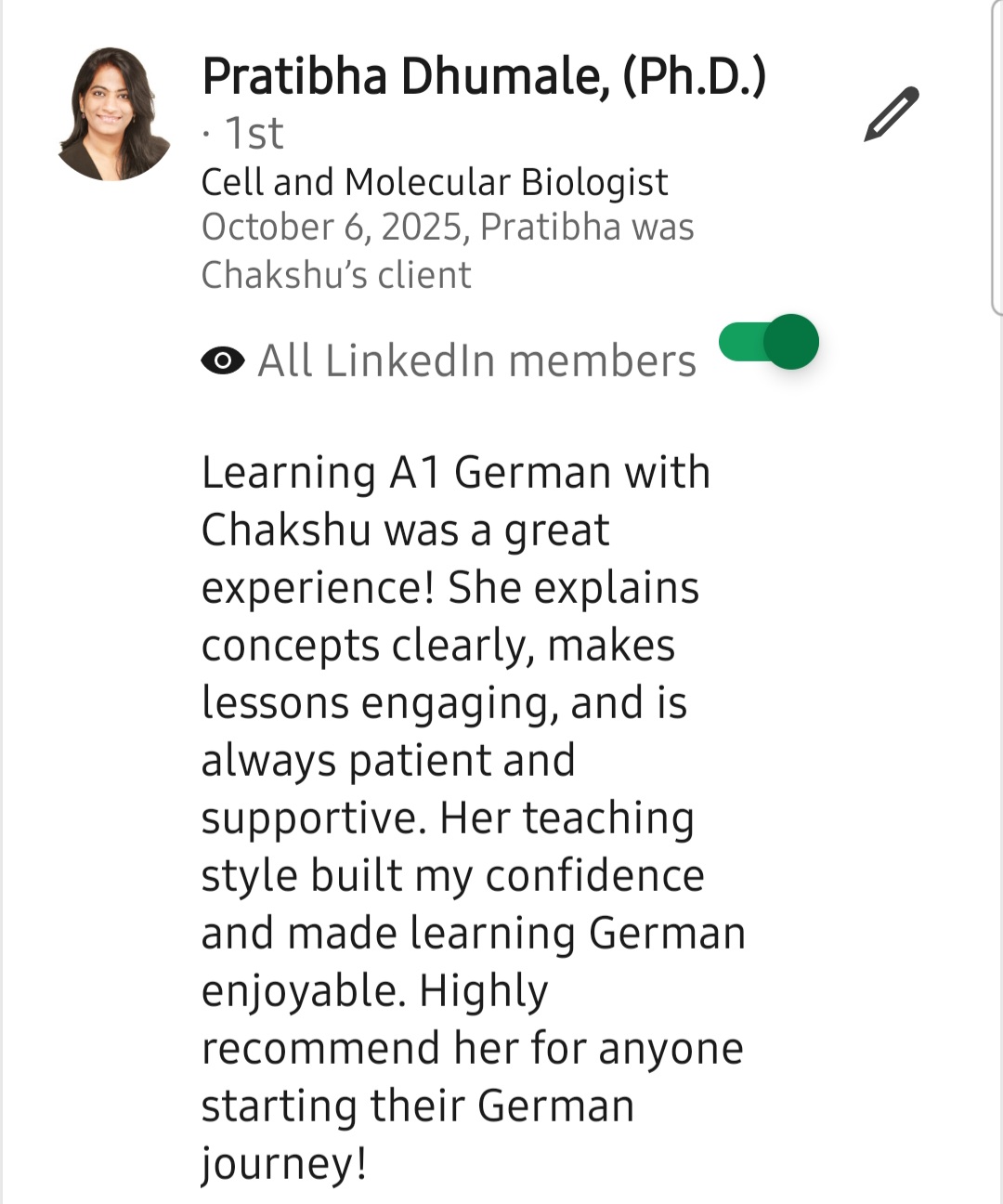 LinkedIn recommendation 3