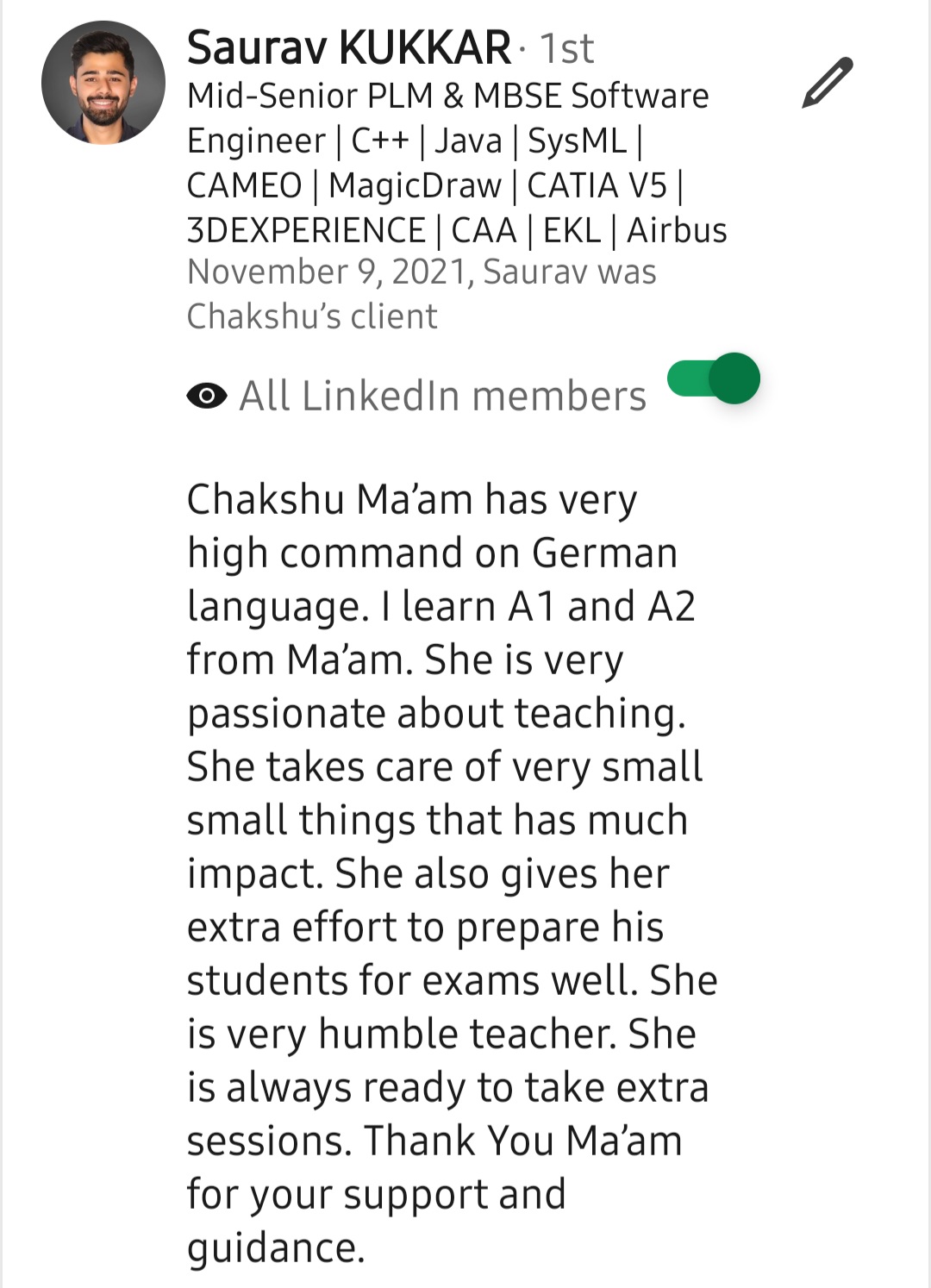 LinkedIn recommendation 35
