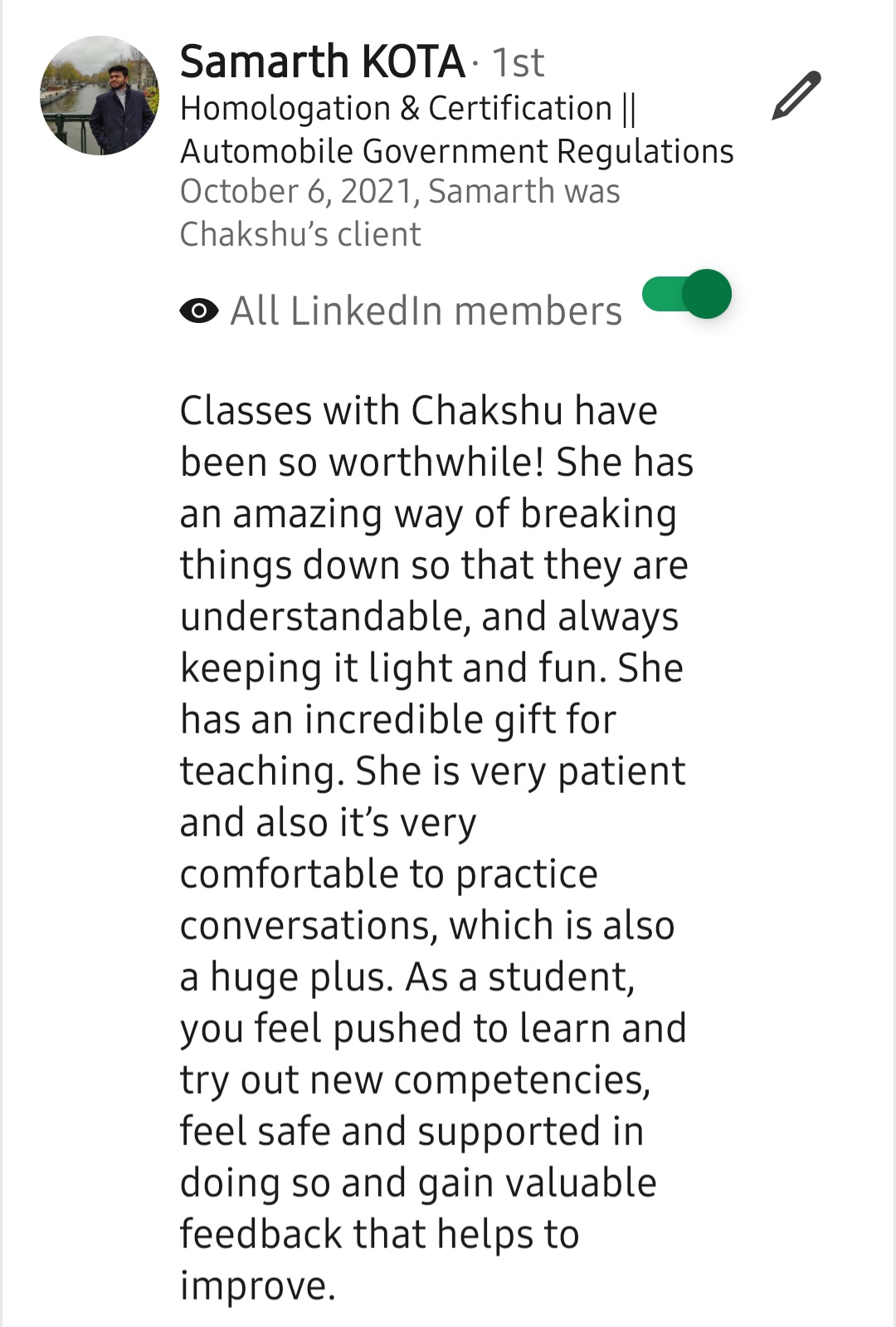 LinkedIn recommendation 39