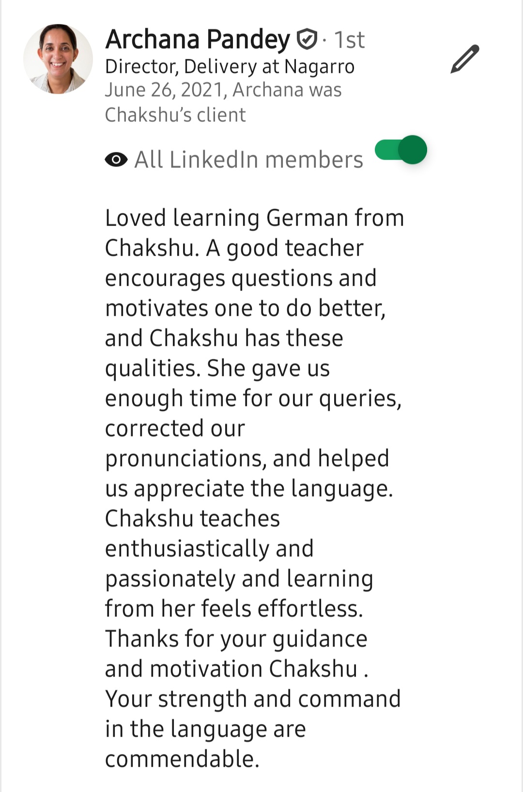 LinkedIn recommendation 41