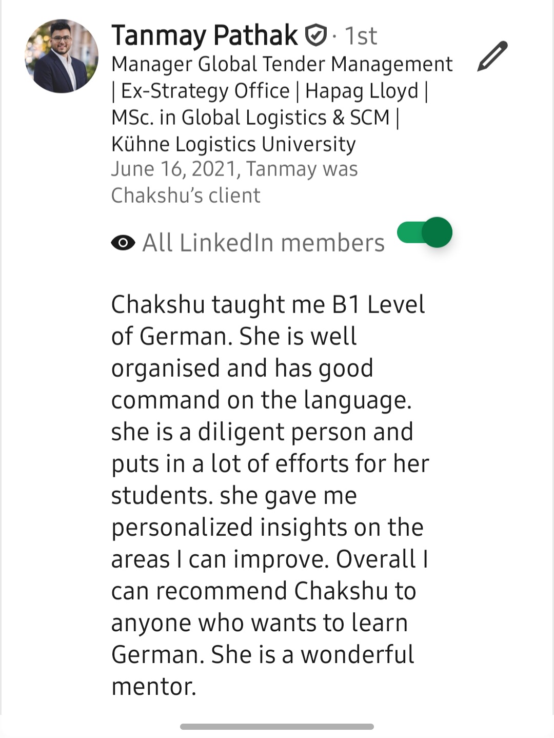 LinkedIn recommendation 43