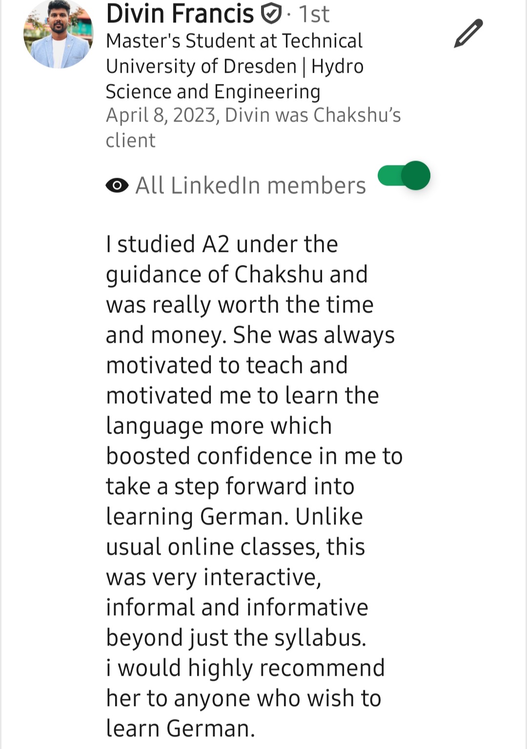 LinkedIn recommendation 44