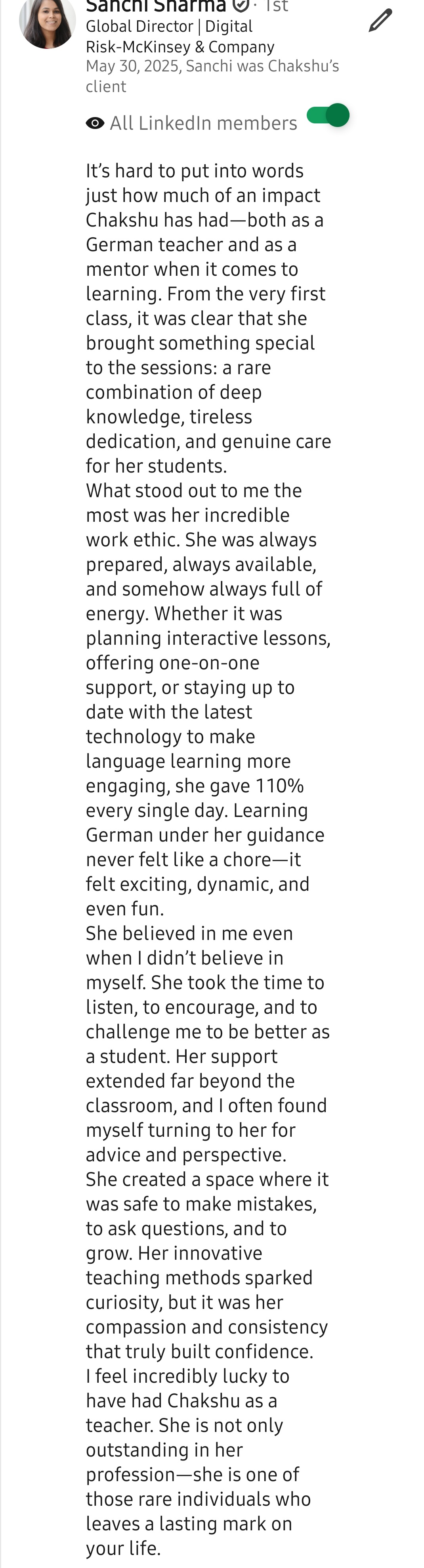 LinkedIn recommendation 5